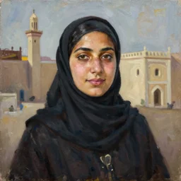 portrait of an yemeni woman ( 3 5 ) from yemen in 2 0 2 1, an oil painting by ross tran and thomas kincade