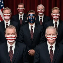 Still of presidents of the USA, removing their mask in Eyes Wide Shut (1999)
