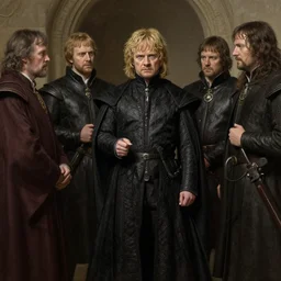 tywin lannister discusses war strategy with his generals | | realistic shaded, fine details, realistic shaded lighting painting by greg rutkowski, diego gisbert llorens, magali villeneuve, artgerm, jeremy lipkin, michael garmash, rob rey