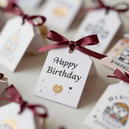 day of the death birthday party celebration, close up photo of party favors, favor tags, photo realistic, hyper realistic, detailed, sharp, focused, focused, detailed, sharp, instagram, influencer, 8 k resolution, hyperrealistic, octane render