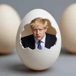 boris johnson inside an egg, 3 5 mm photography