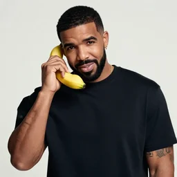 drake holding a banana to his ear as if it was a phone