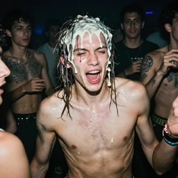 a rave of flesh, melting, party, claustrophobic, ultra-realistic