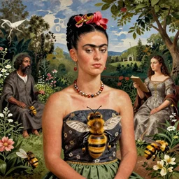 garden of earthly delights by frida kahlo, beeple, hieronymus bosch