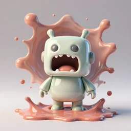 simplistic funny splashy glossy melted reaction diffusion screaming, drops, drips, beautiful cute, cute melting miniature resine action figure, High detail photography, 8K, 3d fractals, cute pictoplasma, one simple ceramic tintoy melting plastic, melting, melting swampmonster robot wrinkled face Figure sculpture, 3d primitives, in a Studio hollow, by pixar, by chris mars, by jason edmiston, cgsociety, cgsociety, cgsociety, houdini, zbrush, artstation, simulation