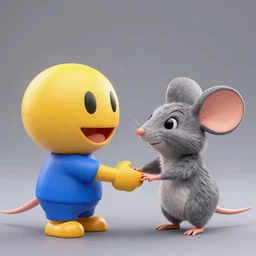 a photo of pacman shaking hands with a mouse