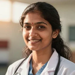 close up a beautiful Indian doctor in Texas, sun shining, photo realistic illustration by greg rutkowski, thomas kindkade, alphonse mucha, loish, norman rockwell.