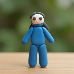 blue plasticine toy woman