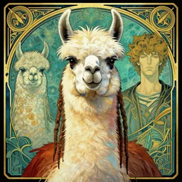 llama with dreadlocks, by mandy jurgens, ernst haeckel, james jean. in the style of art deco