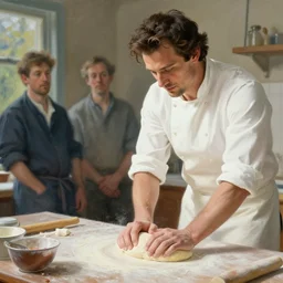 henry cavill as a baker, kneading dough, painting by tom of finland, gaston bussiere, craig mullins, j. c. leyendecker, claude monet