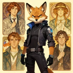 anthropomorphic furry coyote character in cyberpunk clothes. Renowned character illustration by greg rutkowski, thomas kindkade, alphonse mucha, loish, norman rockwell. Trending on artstation