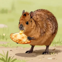 drawing of pudu eating an empanada