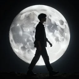 man in the moon. a beautiful detailed digital artwork of an anthropomorphic walking moon