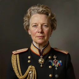 hyperrealistic portrait of gro harlem brundtland, highly decorated uniform, highly detailed, hyperrealistic, digital painting, artstation, concept art, smooth, sharp focus, illustration, cinematic lighting, art by artgerm and greg rutkowski and alphonse mucha