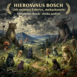 a beautiful digital painting digital render of a landscape with strange weird creatures. hieronymus bosch. chiho aoshima