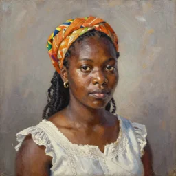 portrait of a surinam woman ( 3 5 ) from suriname in 2 0 2 1, an oil painting by ross tran and thomas kincade