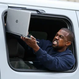 kanye west throwing his laptop out of the window in anger
