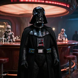 film still of Darth Vader goes to a bar in the new Star Wars movie, 4k