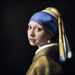 a woman with a cat face with a Pearl Earring by Johannes Vemeer, masterpiece, old master,