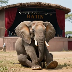 an elephant sitting with opera