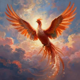 a real photographic landscape painting with incor mparable reality, the phoenix, colorful clouds, fairy talelight effect dream, dindar lightgreg rutkowskiunreal engine, super realistic painting g style, super wide, artstation - - h 7 6 8