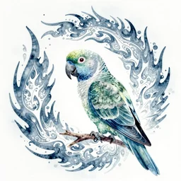 parrot parrot, fractal flame fractal flame, digital art illustration, watercolor painting, psychedelic, intricate