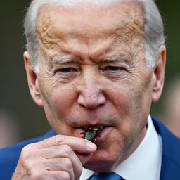 joe biden eating bugs, detailed face