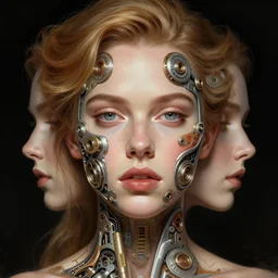 symmetry!! young nicole kidman, machine parts embedded into face, intricate, elegant, highly detailed, digital painting, artstation, concept art, smooth, sharp focus, illustration, art by artgerm and greg rutkowski and alphonse mucha, 8 k