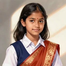 sri lankan school girl in the style of a manga cover