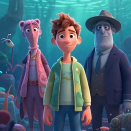 Lofi aquatic portrait Pixar style by Joe Fenton and Stanley Artgerm and Tom Bagshaw and Tim Burton