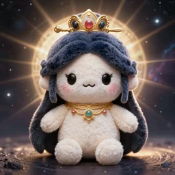 cute fumo plush of the goddess of the extratemporal realm, deity of spacetime