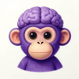 a frontal portait drawing of a small cute purple monkey with a brain cap by inio, beeple and james jean, aya takano color style, 8 k, super detailed, night sky, digital art, digital painting, clean