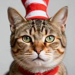 cat man, style from dr. seuss, detailed face, sharp focus, sharp, hd