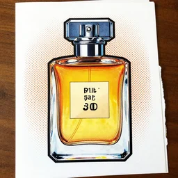 1 9 3 0 s perfume bottle ads, dot art on paper, ben - day, art du monde, roy lichtenstein, pop art, epic, masterpiece, extremely detailed, 8 k