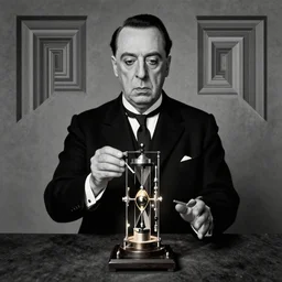 portrait of a fortune teller automata by Alfred Hitchcock, MC Escher, David Cameron