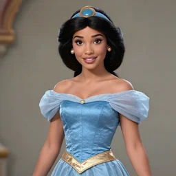 gorgeous disney princess jasmine, professionally retouched, muted colors, soft lighting, realistic, smooth face, full body shot, torso, dress, perfect eyes, sharp focus on eyes, 8 k, high definition, insanely detailed, intricate, elegant, art by j scott campbell and artgerm