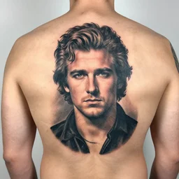 picture of a brand new tattoo on my back of channing tatum, by j. c. leyendecker, tom of finland