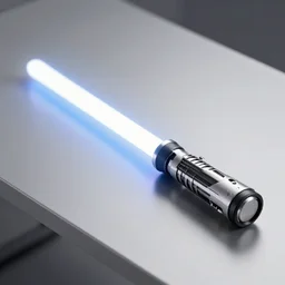 lightsaber on a table, photorealistic render, 4 k, depth of field