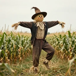 frightening scarecrow from the early 1 9 0 0's dancing in the cornfields