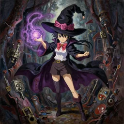baroque oil painting of anime key visual environment concept art of anime girl magician with big hat casting magic, brutalist, dark fantasy, rule of thirds, fake hidden detail, trending on pixiv fanbox, acrylic palette knife and brush, style of makoto shinkai studio ghibli genshin impact jamie wyeth james gilleard greg rutkowski