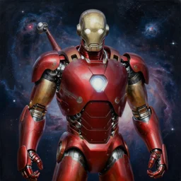 portrait of The Iron Giant in the space with nebulae, realistic painting, high definition, digital art, matte painting, very detailed, realistic