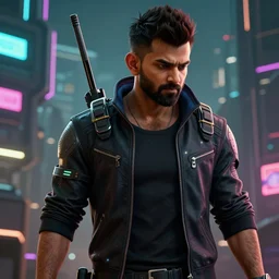 Virat Kholi, in CyberPunk 2077, reimagined as a cyberpunk dystopia, 4k highly detailed digital art 4k highly detailed digital art