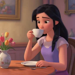 a woman drinking tea by Pixar!!! by (((Pablo Picasso)))