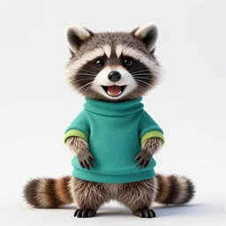 happy racoons wearing colourful turtlenecks