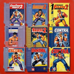 1 9 7 9 retro box art nes. commodore 6 4. street fighter 2 balrog. contra. artgerm. coherent. keith parkinson. oil on canvas