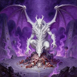 dead dragons devour the flesh of the white wizard, details, purple fire around magic arena, arcane style, futurism, painting by greg rutkowski, j. c. leyendecker, artgerm