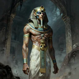 great egyptian god khonshu, standing character, looking angry and like a person, fantasy, creepy, scary, strange, by beksinski and moebius, digital art, artstation