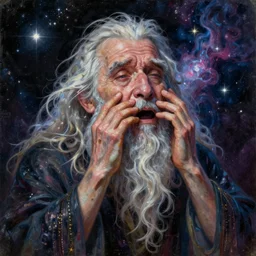 beautiful oil painting with high detail of a wise Space ent(((Sobbing))) made of stars and plasma, hybrid from dungeons and dragons and art direction by James Cameron ;by artgerm; wayne reynolds art station; cinematic quality character render; low angle; ultra high quality model; production quality cinema model