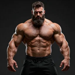 a muscular man posing in a seductive way, big beard, bold, hyperrealistic, concept art, octane render, unreal engine 5, trending on artstation, high quality, 8 k, anatomically correct, five fingers, digital art, symmetrical, low contrast, epic scene, cinematic, dramatic lighting, high coherence