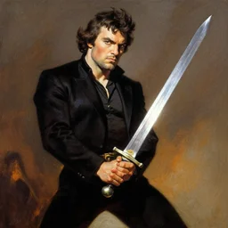 jack black holding a sword, frank frazetta